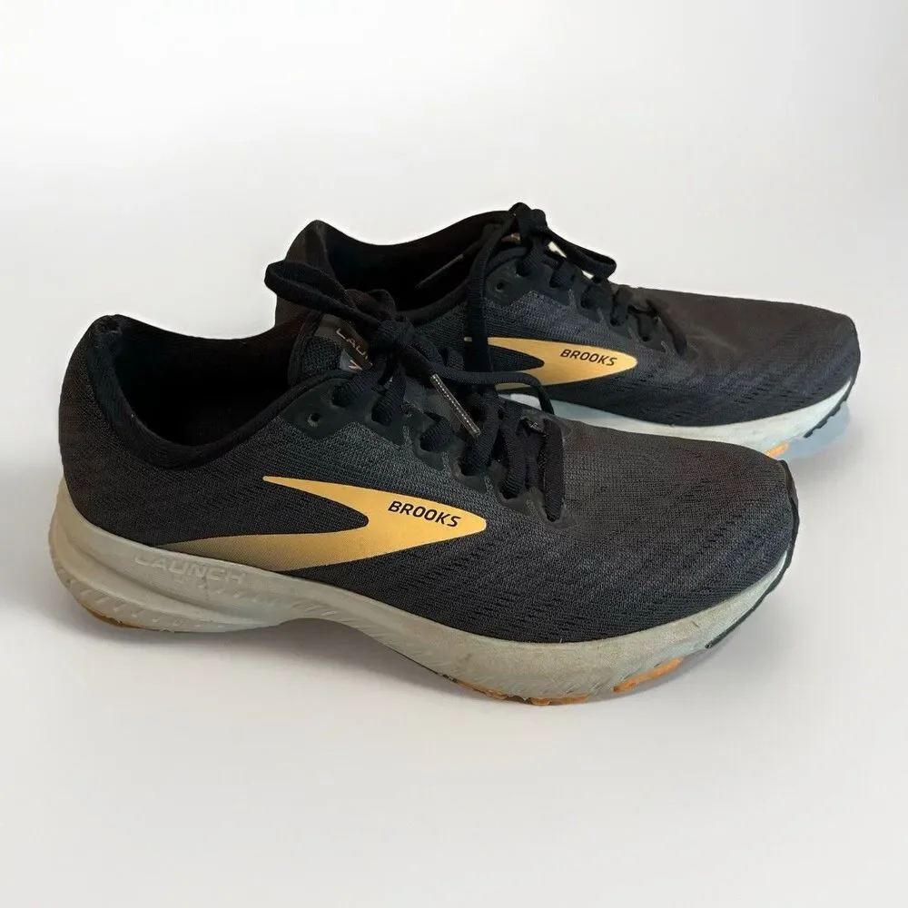 Brooks Launch 7 Running Shoe Women Ebony/Black/Cantaloupe Orange Size 7.5